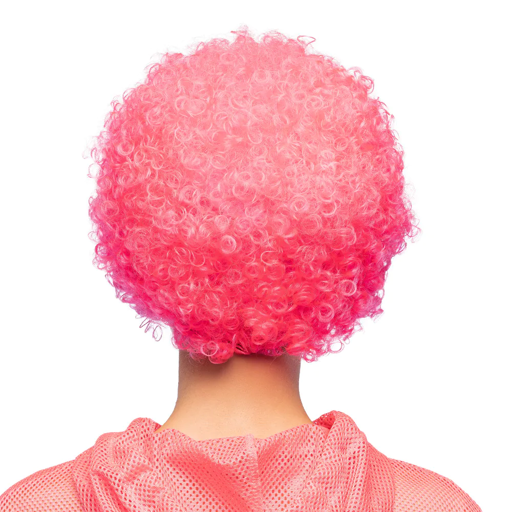 Peruk, curly neon rosa