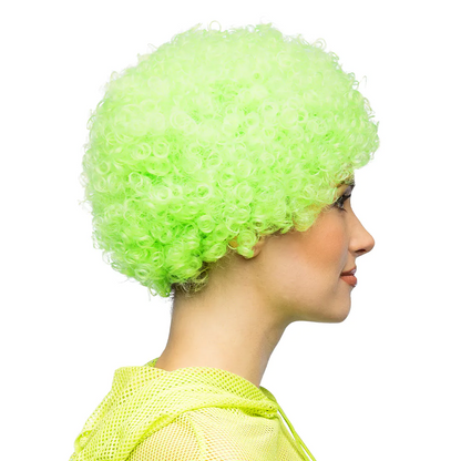 Peruk, curly neon grön