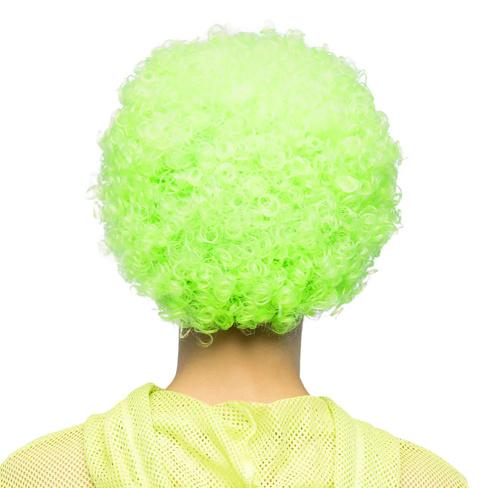 Peruk, curly neon grön