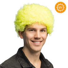 Peruk, curly neon gul