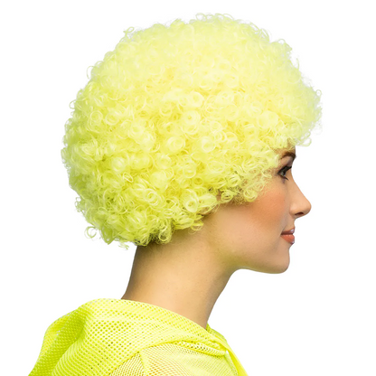 Peruk, curly neon gul