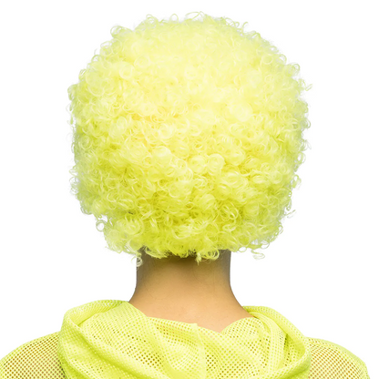 Peruk, curly neon gul