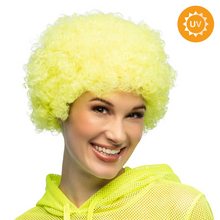 Peruk, curly neon gul
