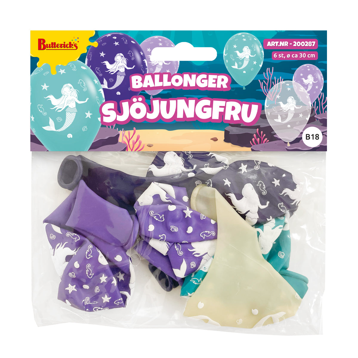 Ballonger, sjöjungfru 6 st