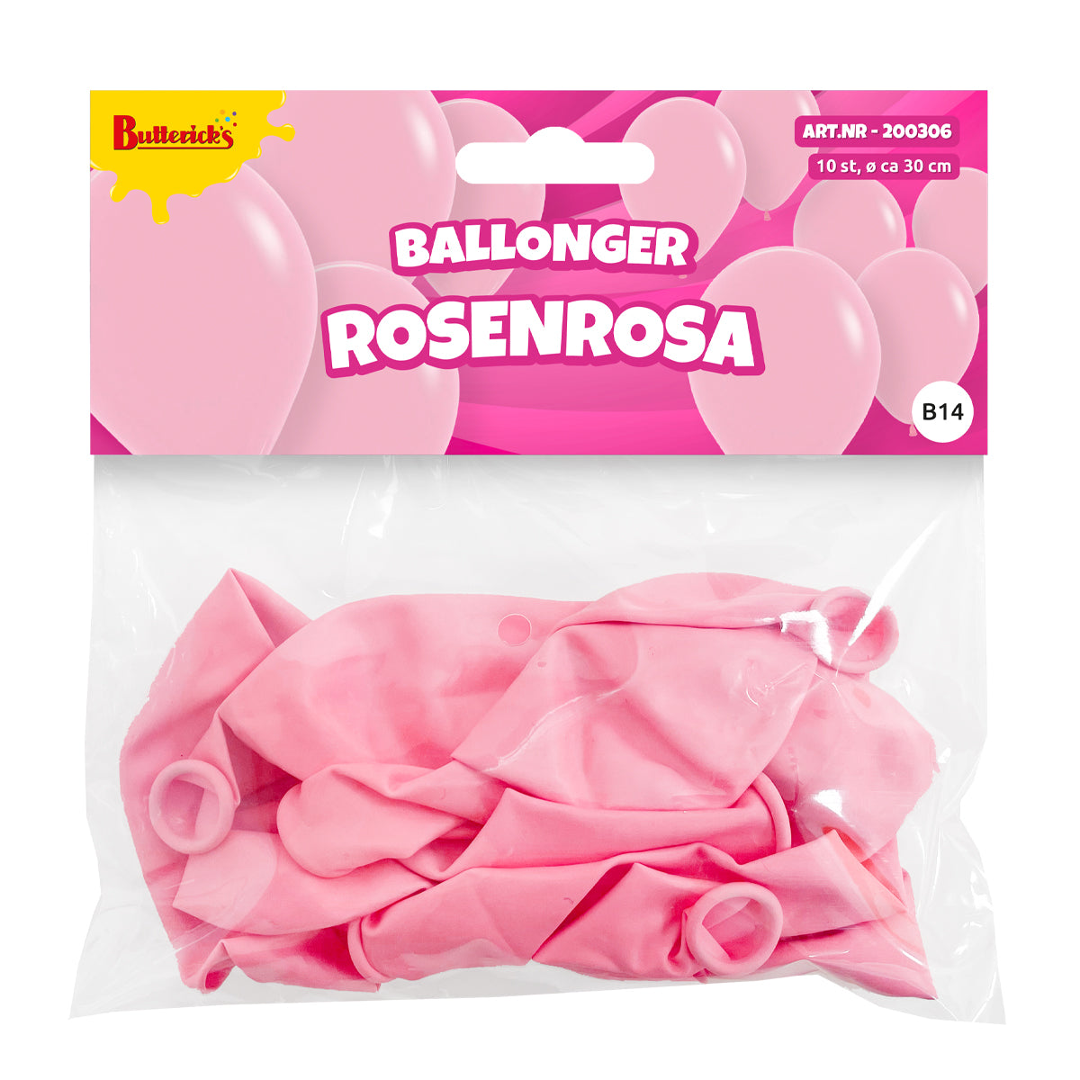 Ballonger, rosenrosa 30 cm 10 st