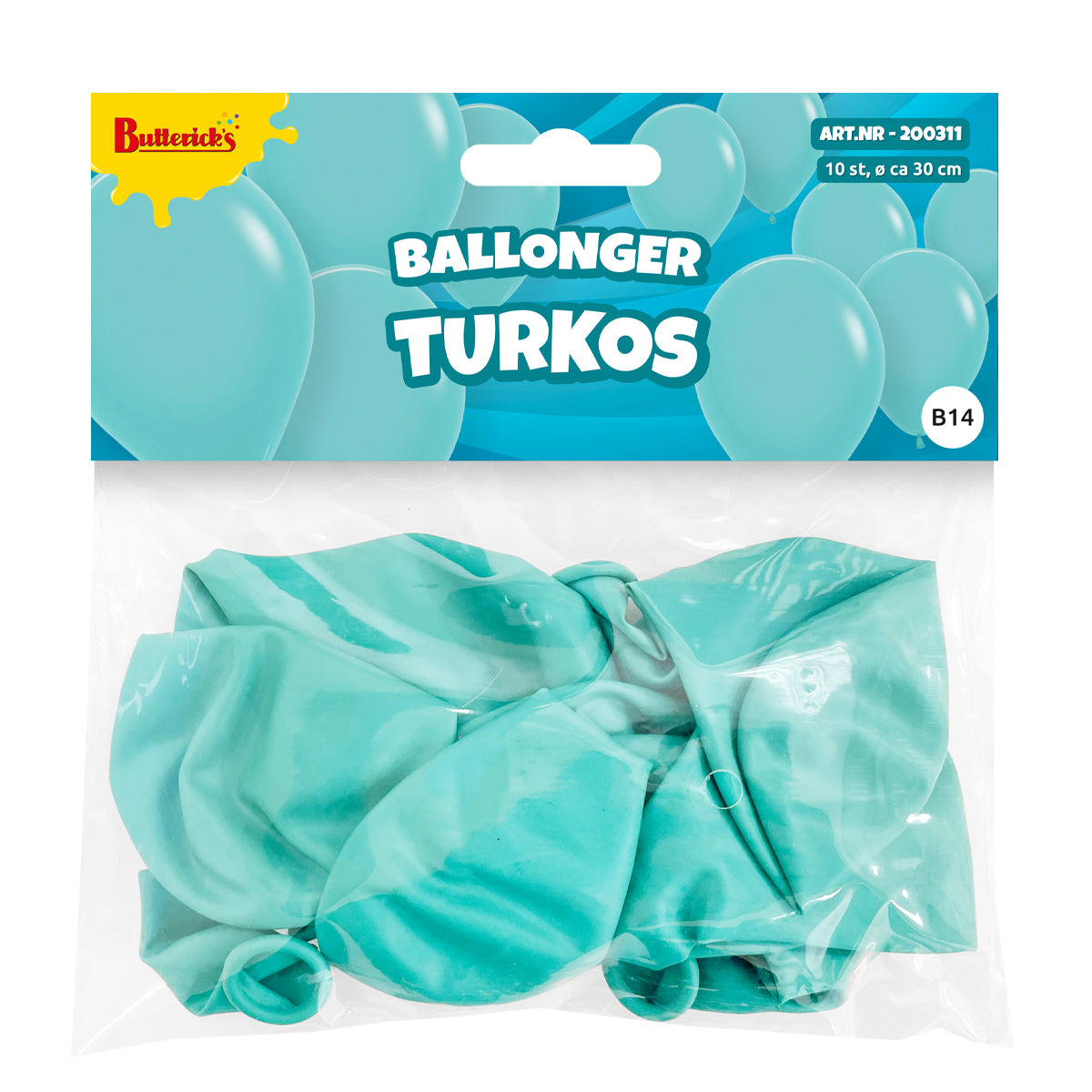 Ballonger, turkos 30 cm 10 st