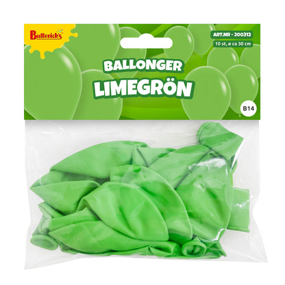 Ballonger, limegrön 30 cm 10 st