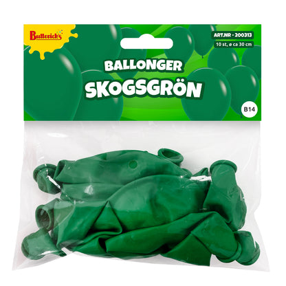 Ballonger, skogsgrön 30 cm 10 st