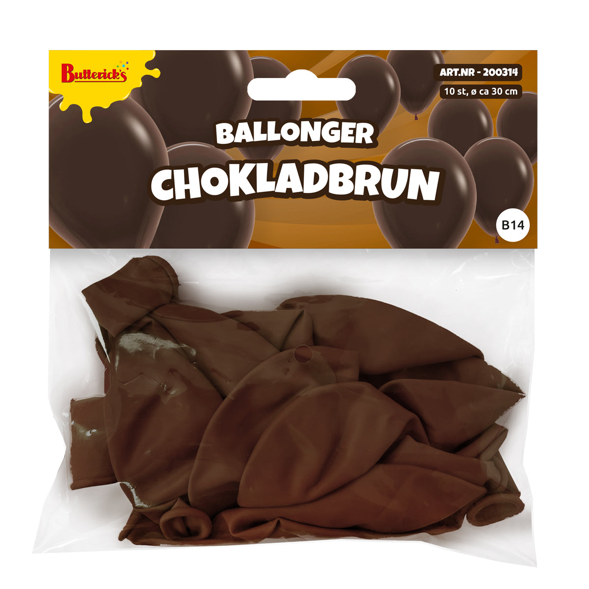 Ballonger, chokladbrun 30 cm 10 st