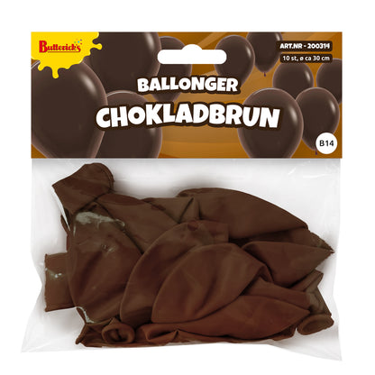 Ballonger, chokladbrun 30 cm 10 st
