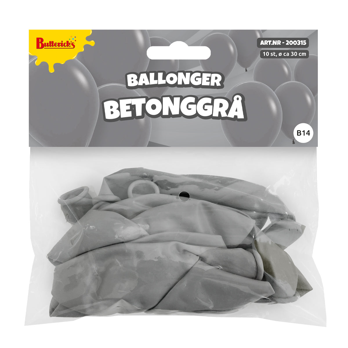 Ballonger, betonggrå 30 cm 10 st