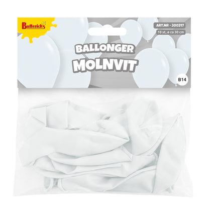 Ballonger, molnvit 30 cm 10 st