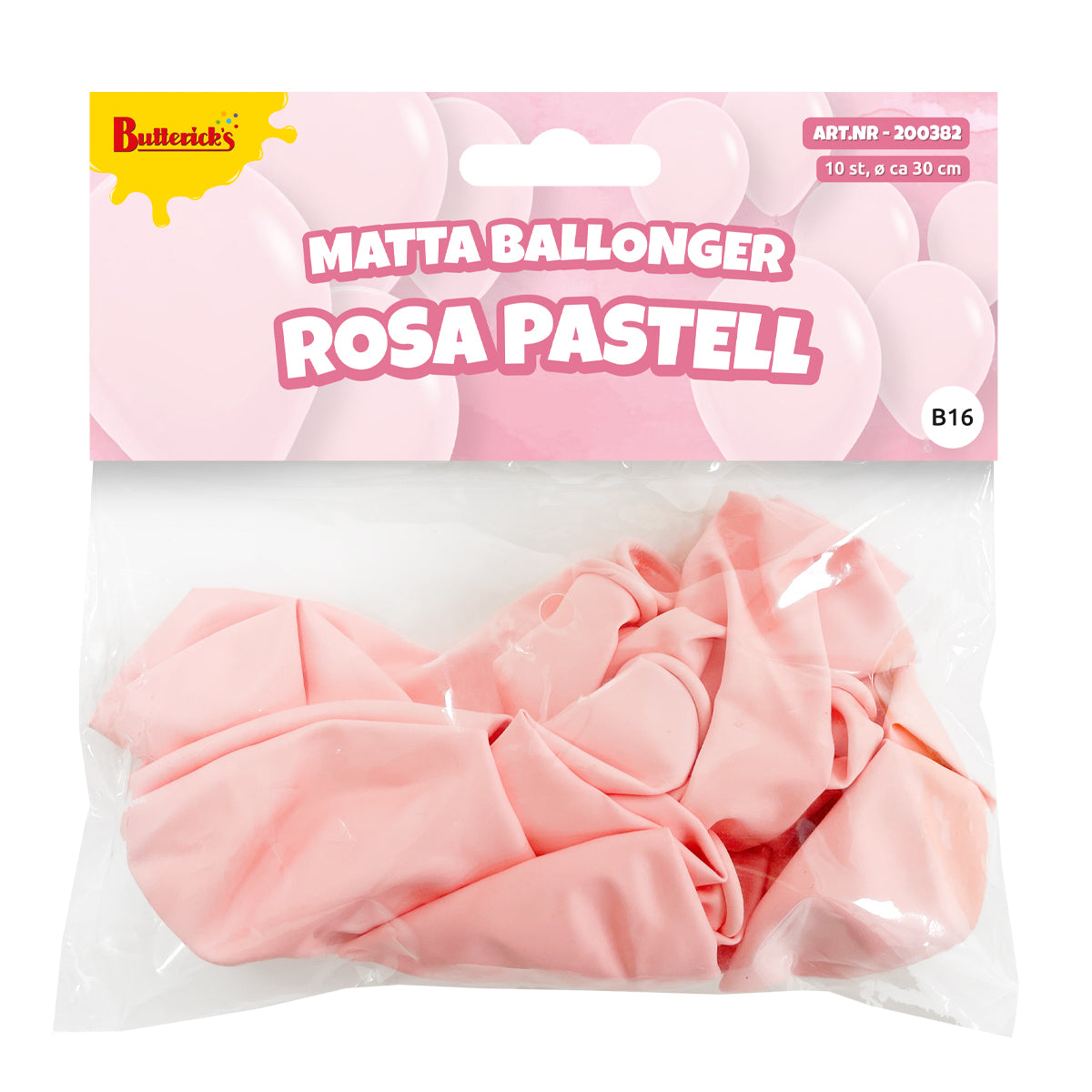 Ballonger, matta rosa pastell 10 st