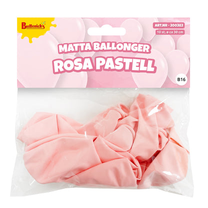 Ballonger, matta rosa pastell 10 st