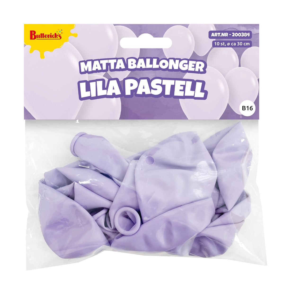 Ballonger, matta lila pastell 10 st