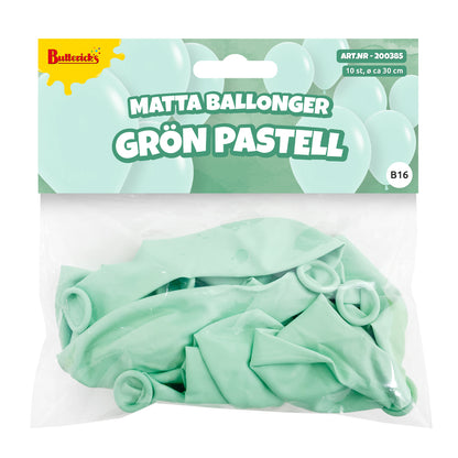Ballonger, matta grön pastell 10 st