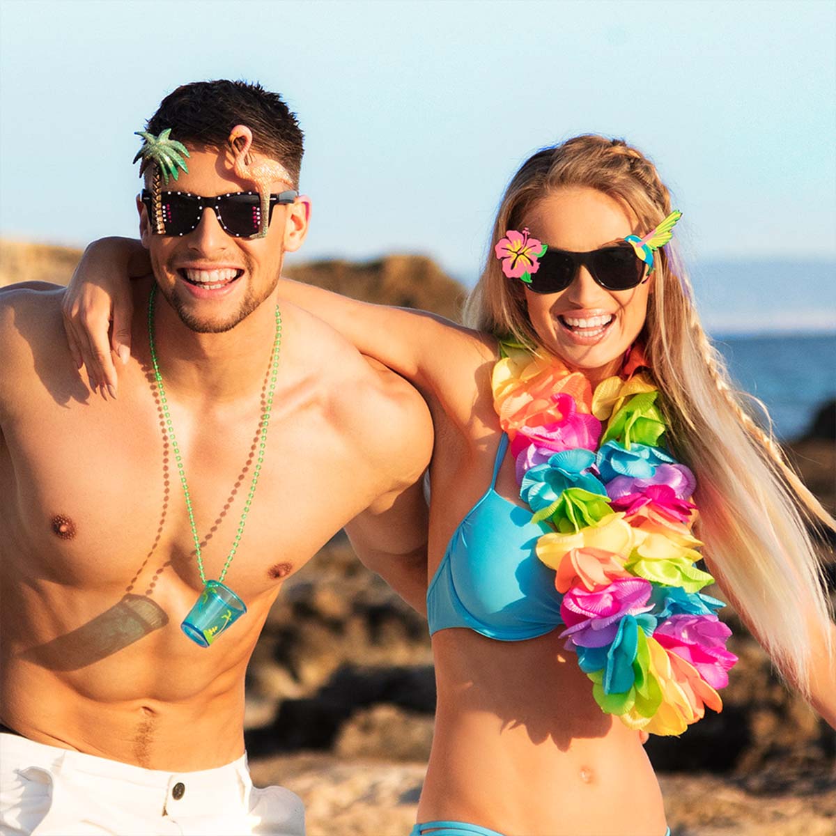 Hawaiikrans, regnbåge deluxe XL