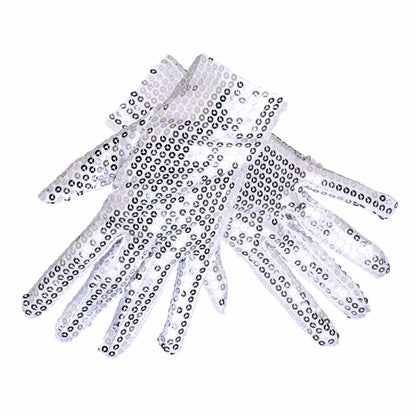 Handskar, silver med paljetter