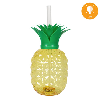 LED-drinkglas med sugrör, ananas 50 cl