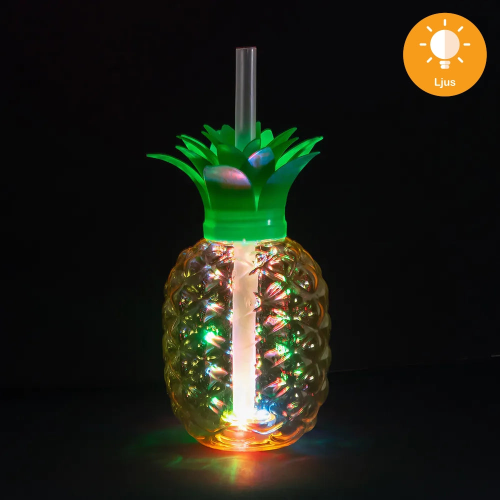 LED-drinkglas med sugrör, ananas 50 cl