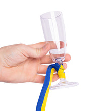 Champagneglas med blå gult band 22 cm