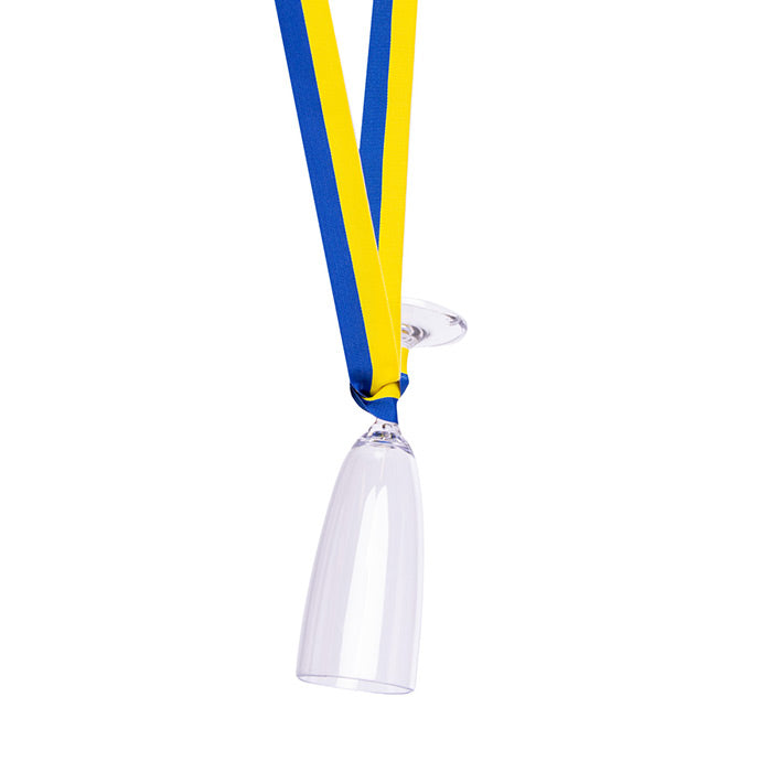 Champagneglas med blå gult band 22 cm