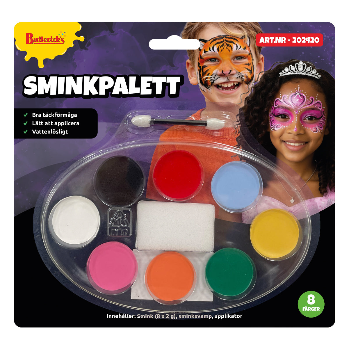 Sminkpalett, 8 färger