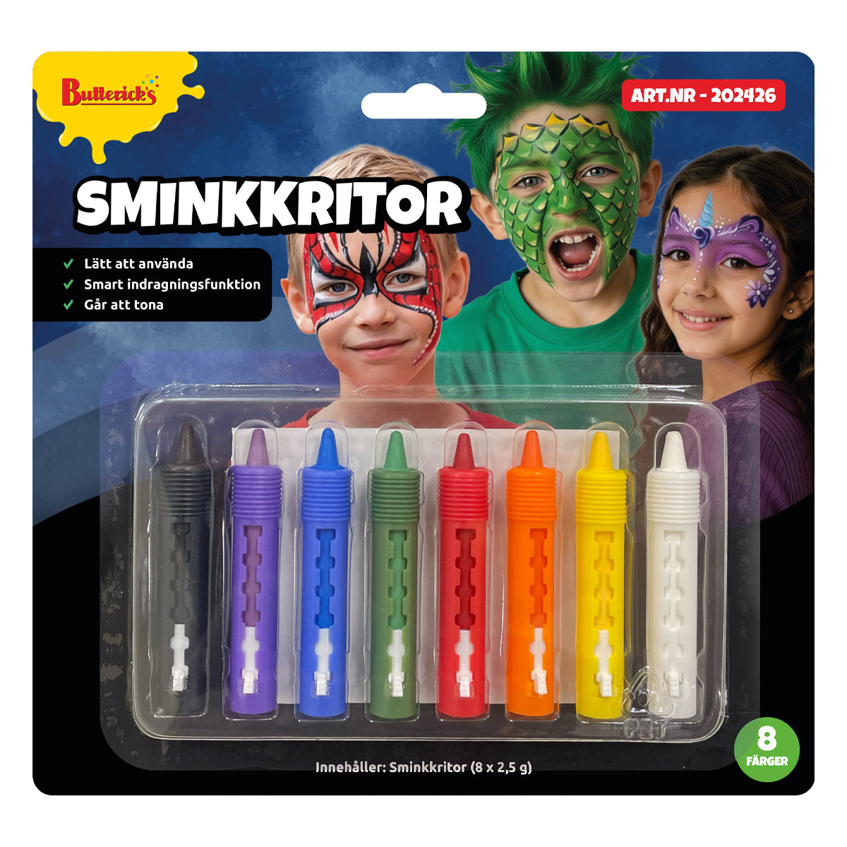 Sminkkritor, 8 färger