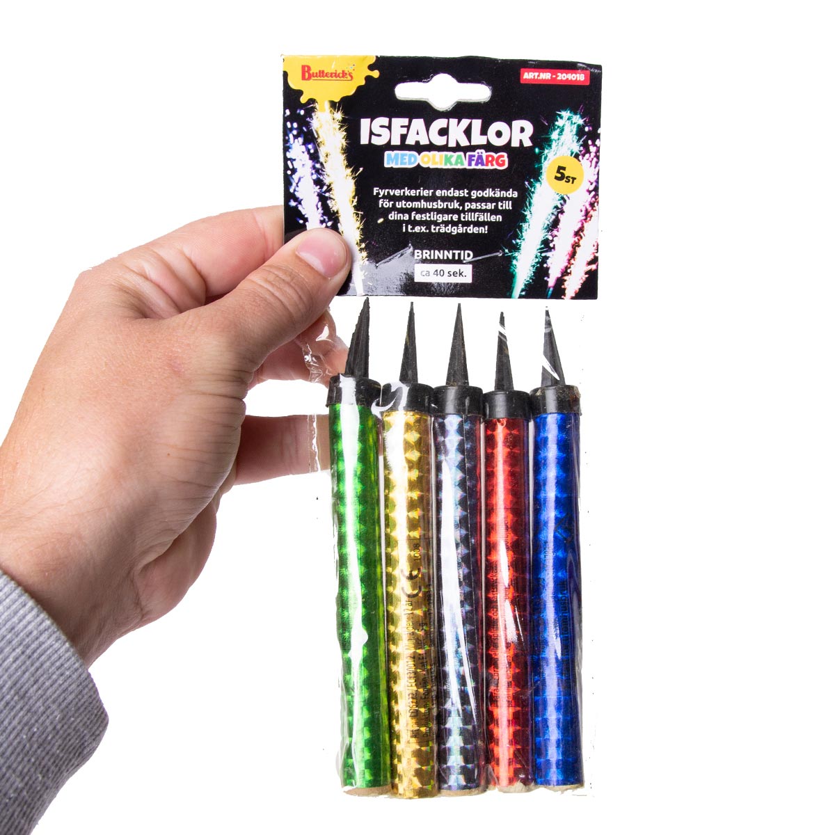 Isfacklor, färgade 5 st