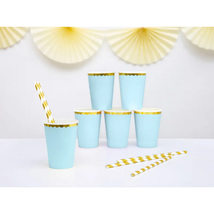 Pappersmuggar, ljusblå 220 ml 6 st