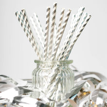 Papperssugrör, silver randig 20 st