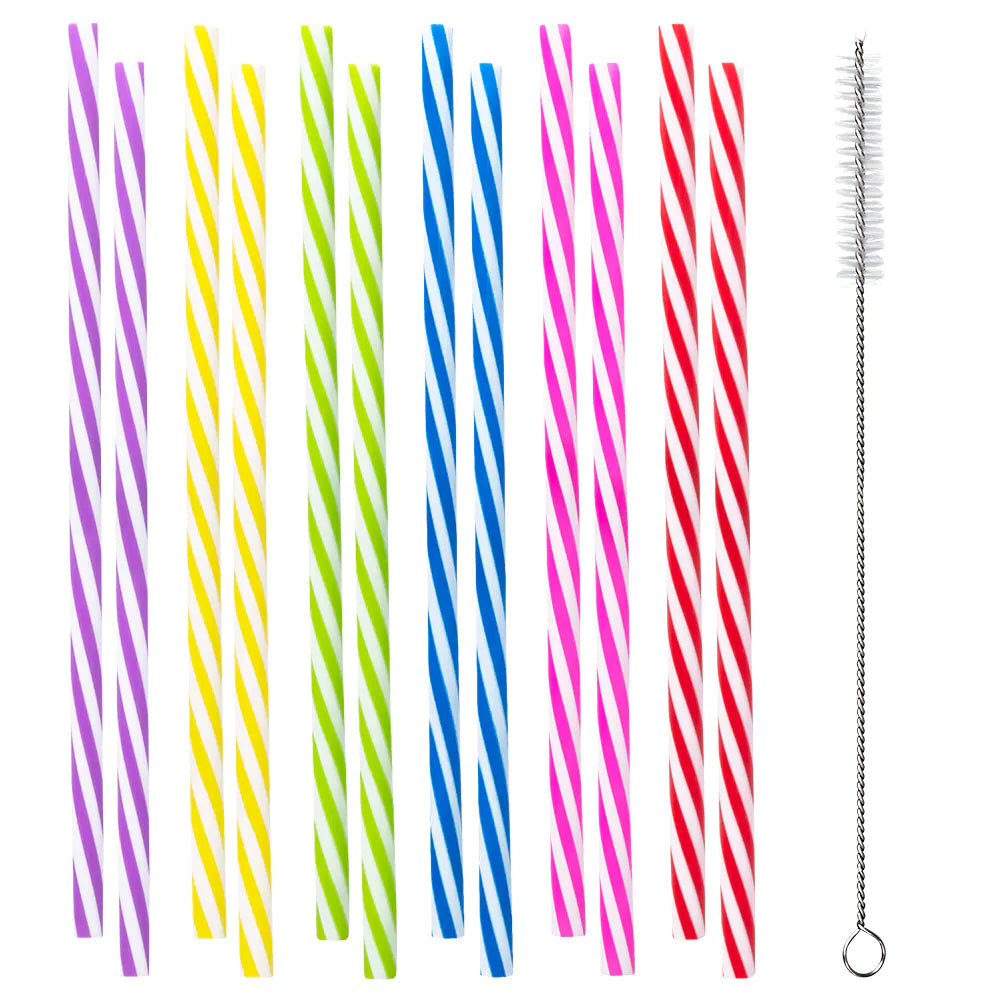 Återanvändbara plastsugrör, 12 st