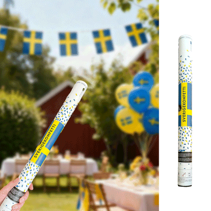 Konfettibomb, blå/gul 60 cm