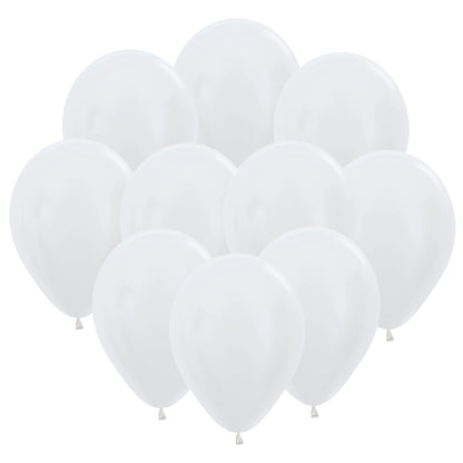 Ballonger, satin vit 10 st