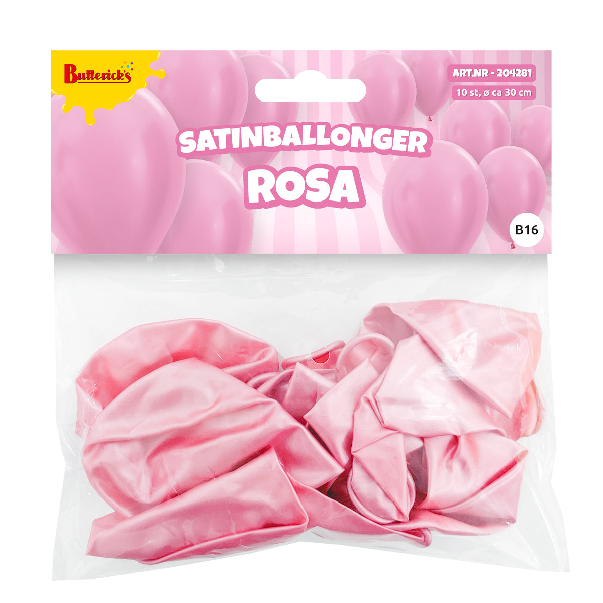 Ballonger, satin rosa 10 st