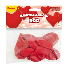Ballonger, hjärta röd 6 st