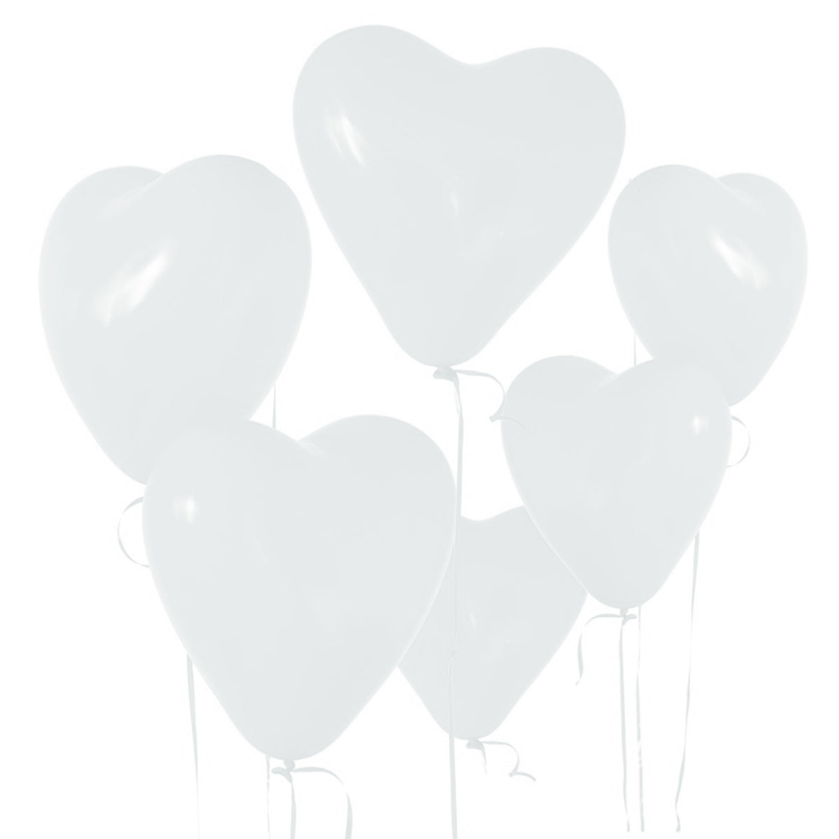 Ballonger, hjärta vit 6 st