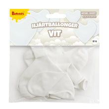 Ballonger, hjärta vit 6 st