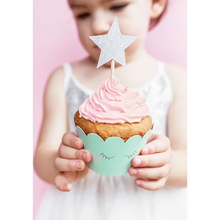Cupcake toppers, stjärnor silver 6 st
