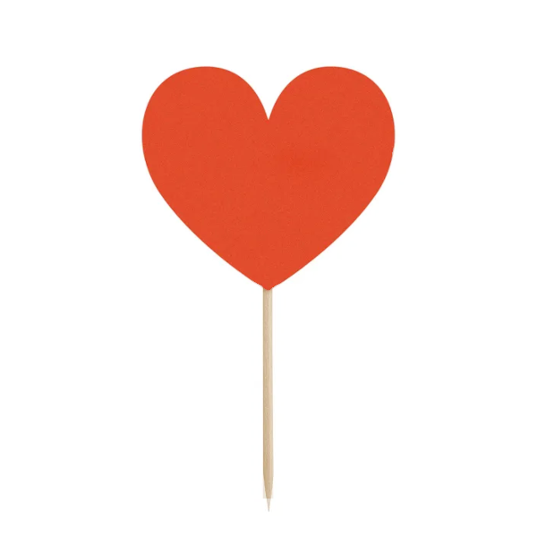 Cupcake toppers, hjärtan röda 6 st