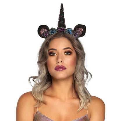 Diadem, enhörning svartglitter