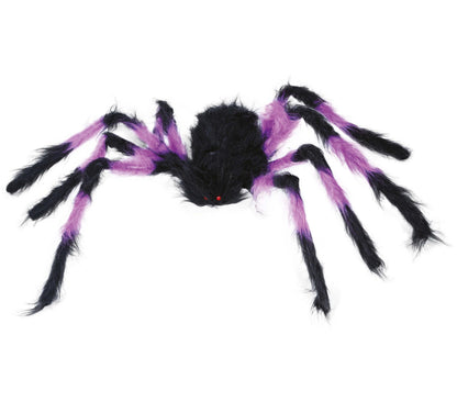 Spindel, hårig lila & svart 75 cm