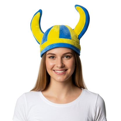 Vikingahjälm, blå/gul mjuk