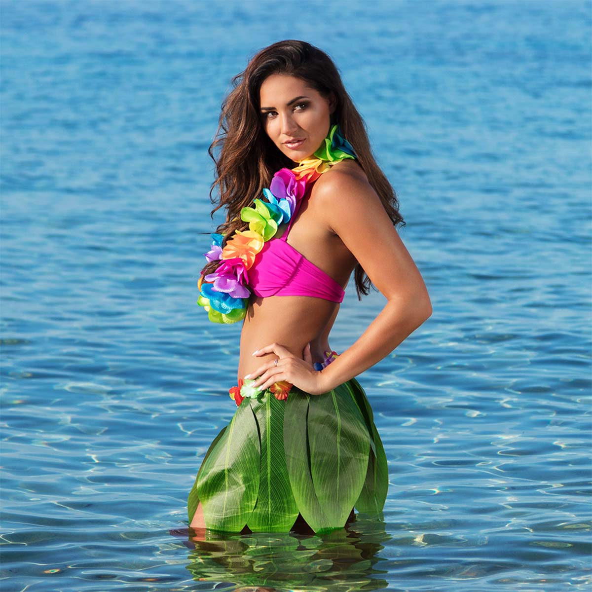 Hawaiikrans, regnbåge deluxe XL