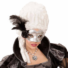 Ögonmask, silver venice med fjäder