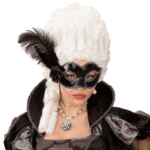 Ögonmask, black venice med fjäder