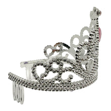 Tiara, silver med ljusrosa hjärta