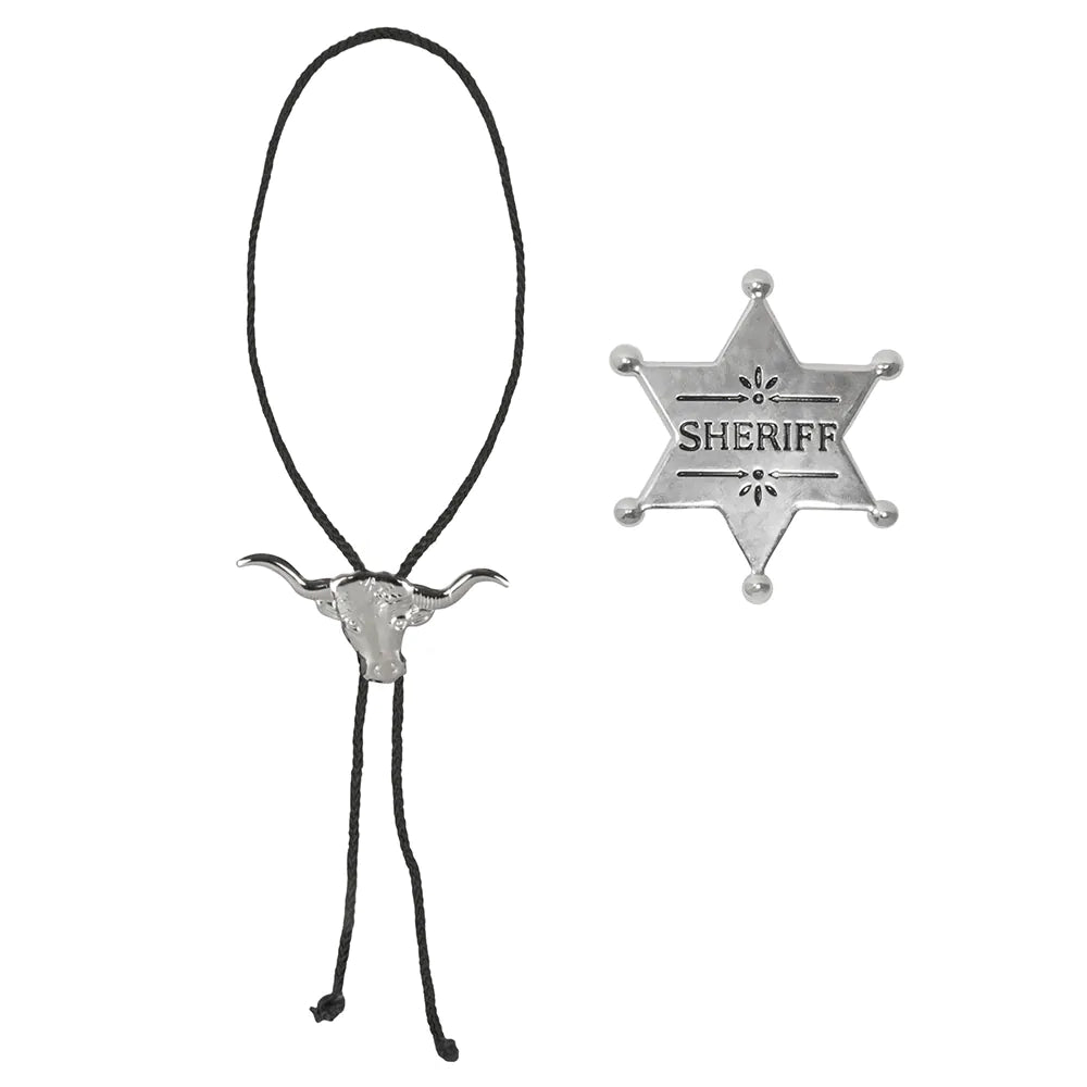 Cowboyset, sheriffstjärna & halsband