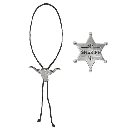 Cowboyset, sheriffstjärna & halsband
