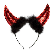 Diadem, stora glittriga djävulshorn